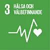 Logotyp för globala mål 3 "Hälsa och välbefinnande"